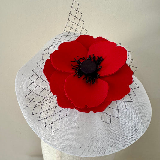 Garden Tales Red Poppy Wedding Hat with Veil