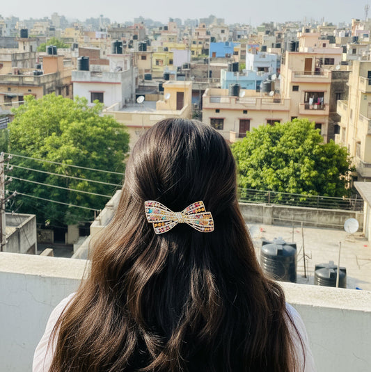 Pastel Multicolor Luxe Crystal Bow Hair Clip