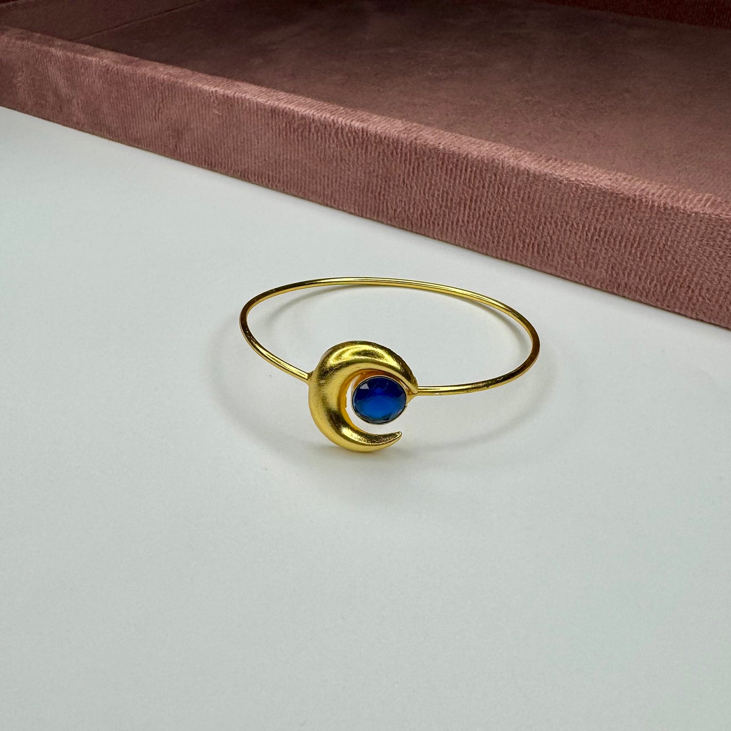 Blue Crescent Adjustable Golden Bracelet