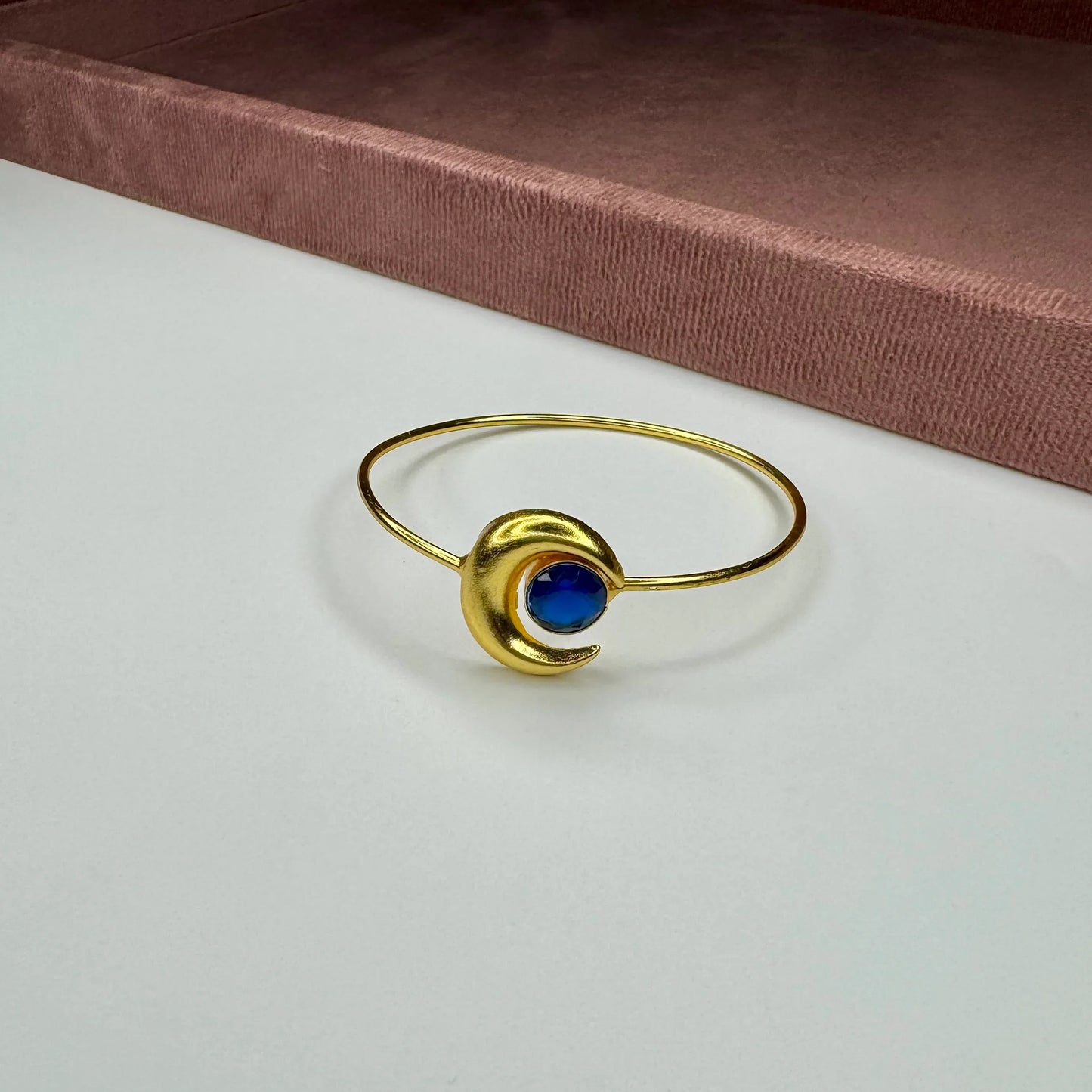 Blue Crescent Adjustable Golden Bracelet