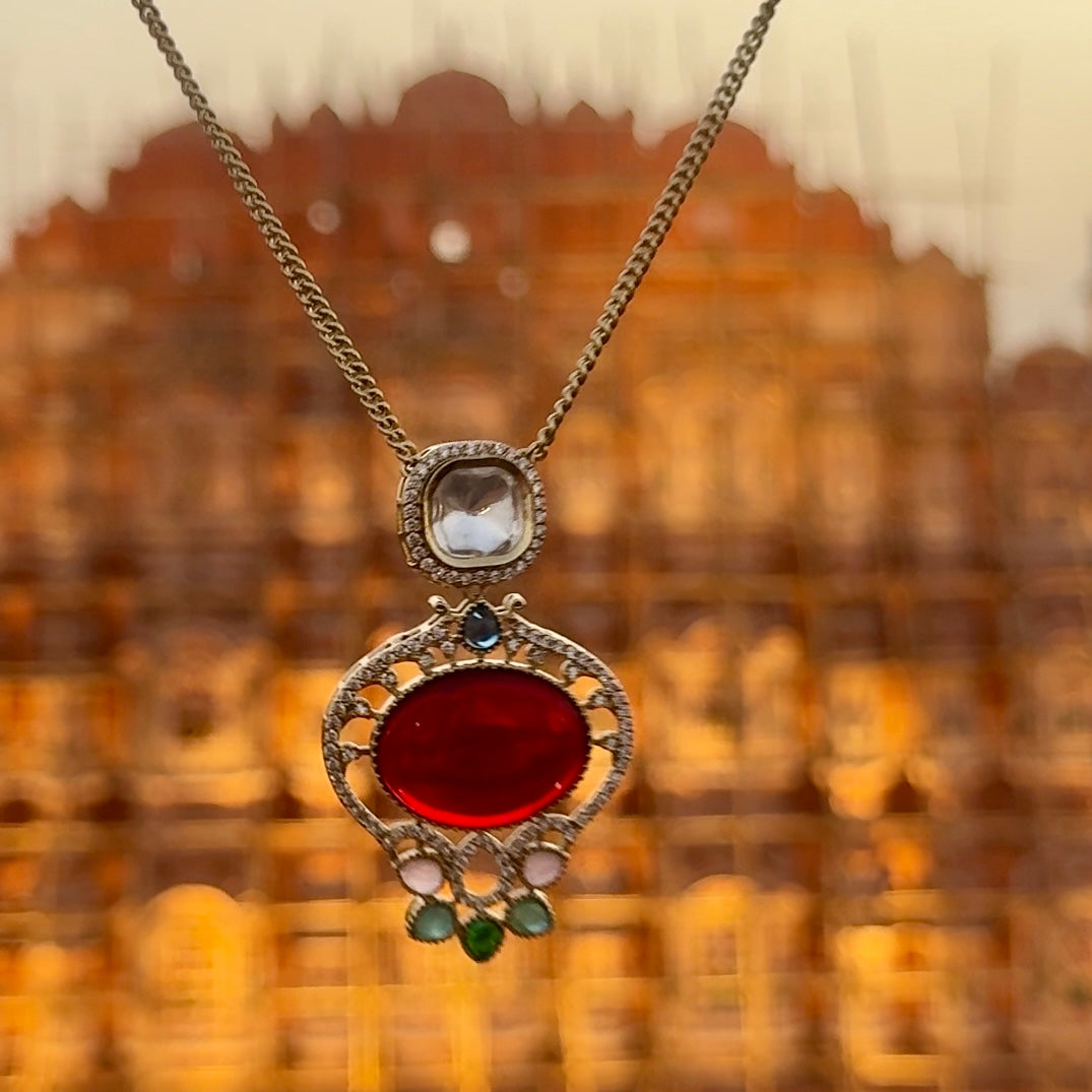 Regal Ruby & Kundan Pendant Necklace