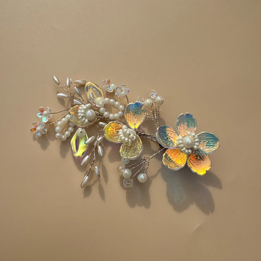 Iridescent Orchid Pearl Hair Clip