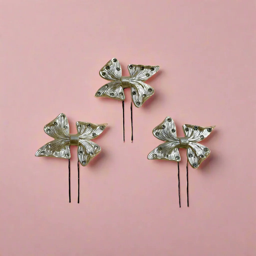 Mini Bow Hair Pins – Set of 3