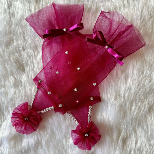 Wine Purple Princess Net Gloves