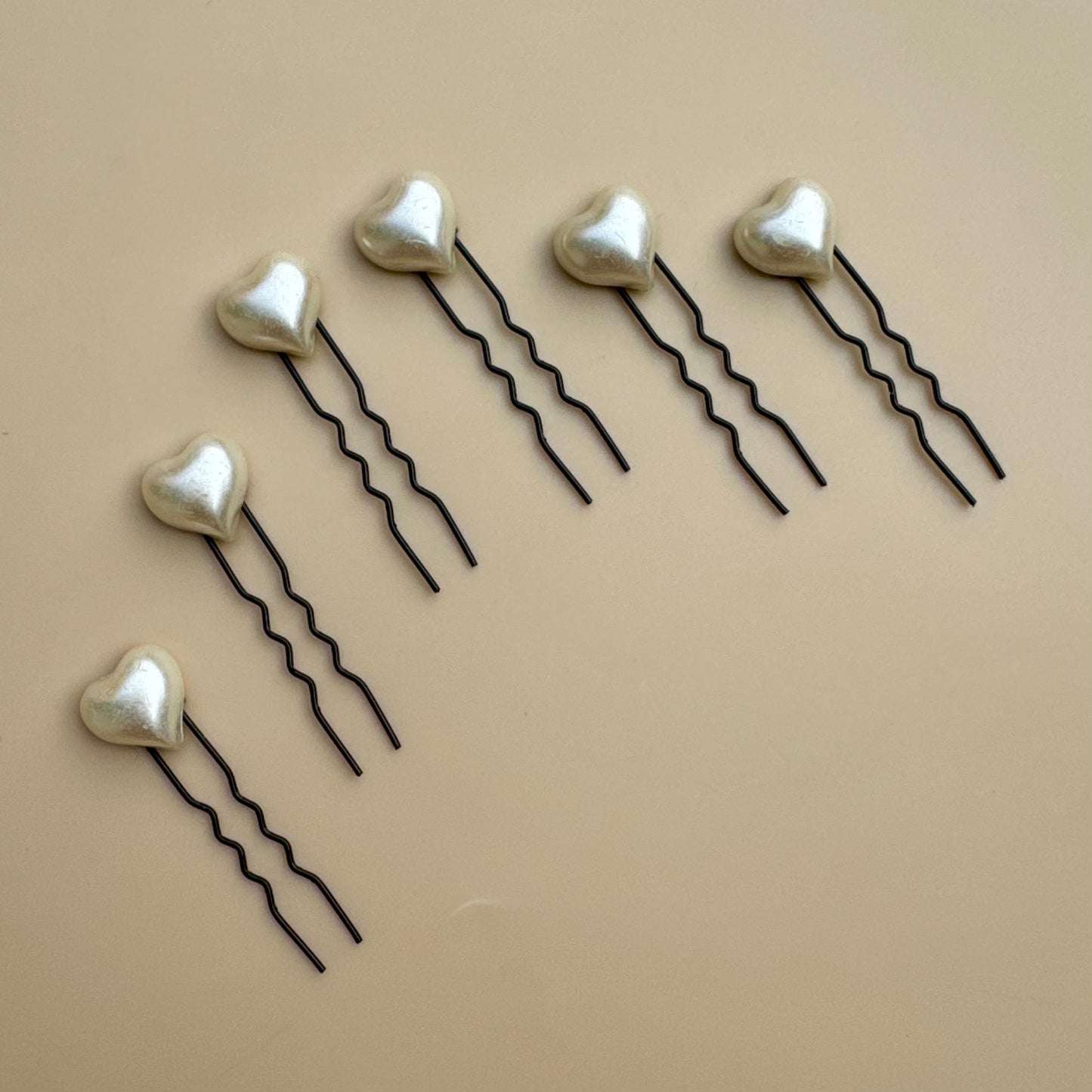 Pearl Heart Bun Pins Set of 6 – Bridal & Party Hair Accessories