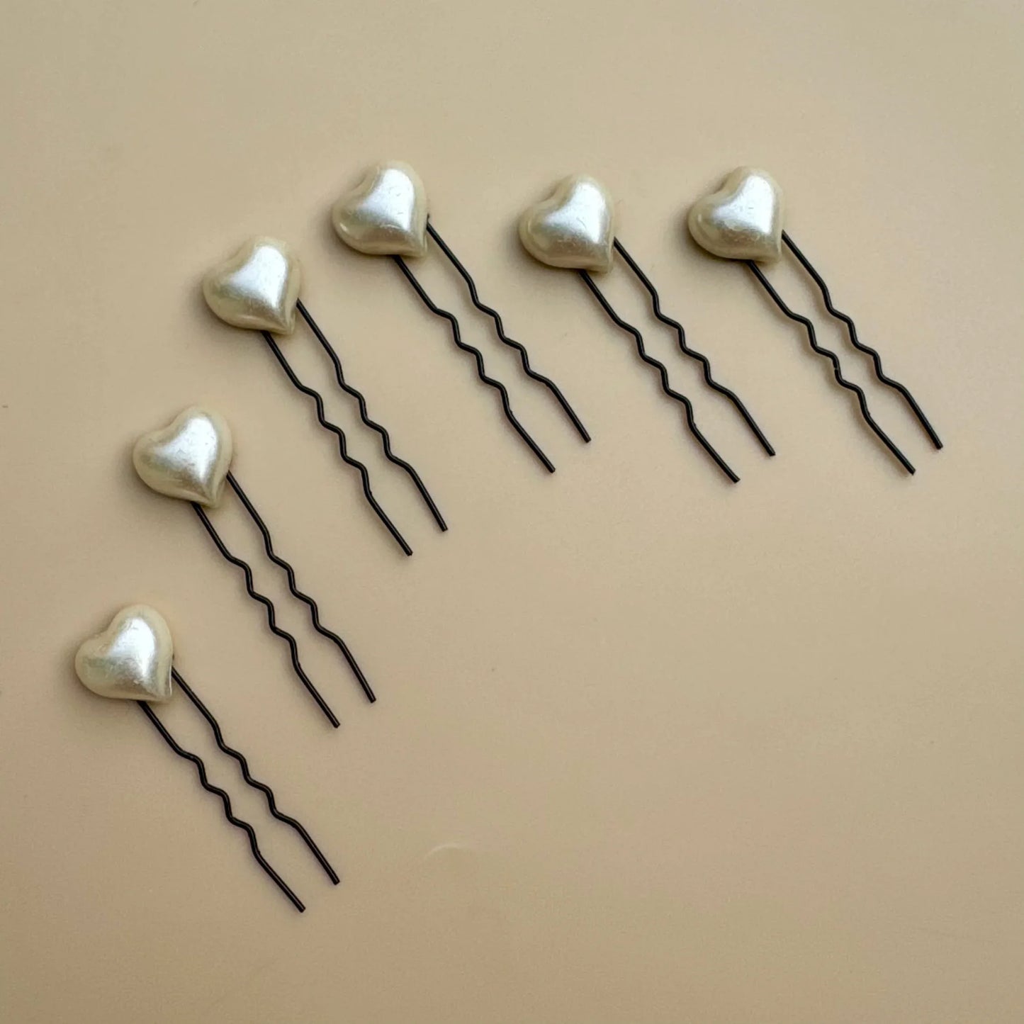 Pearl Heart Bun Pins Set of 6 – Bridal & Party Hair Accessories
