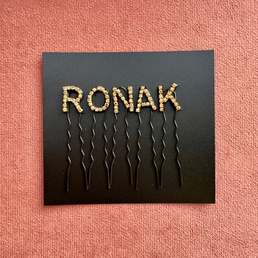 Custom Name Champagne Gold Crystal Letter Clips (Small)