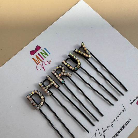 Custom Name Multicolor Crystal Letter Clips