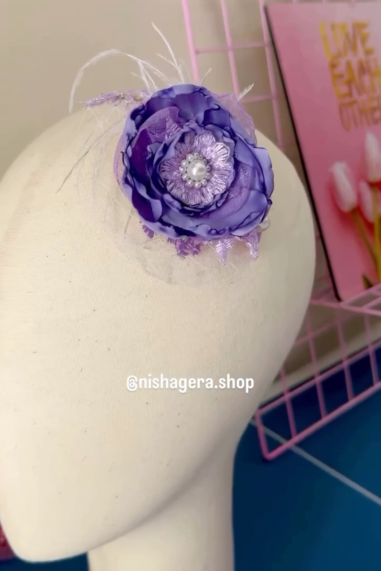 Lavender Bloom Fascinator with Pearl Center