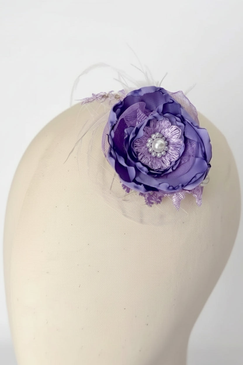 Lavender Bloom Fascinator with Pearl Center