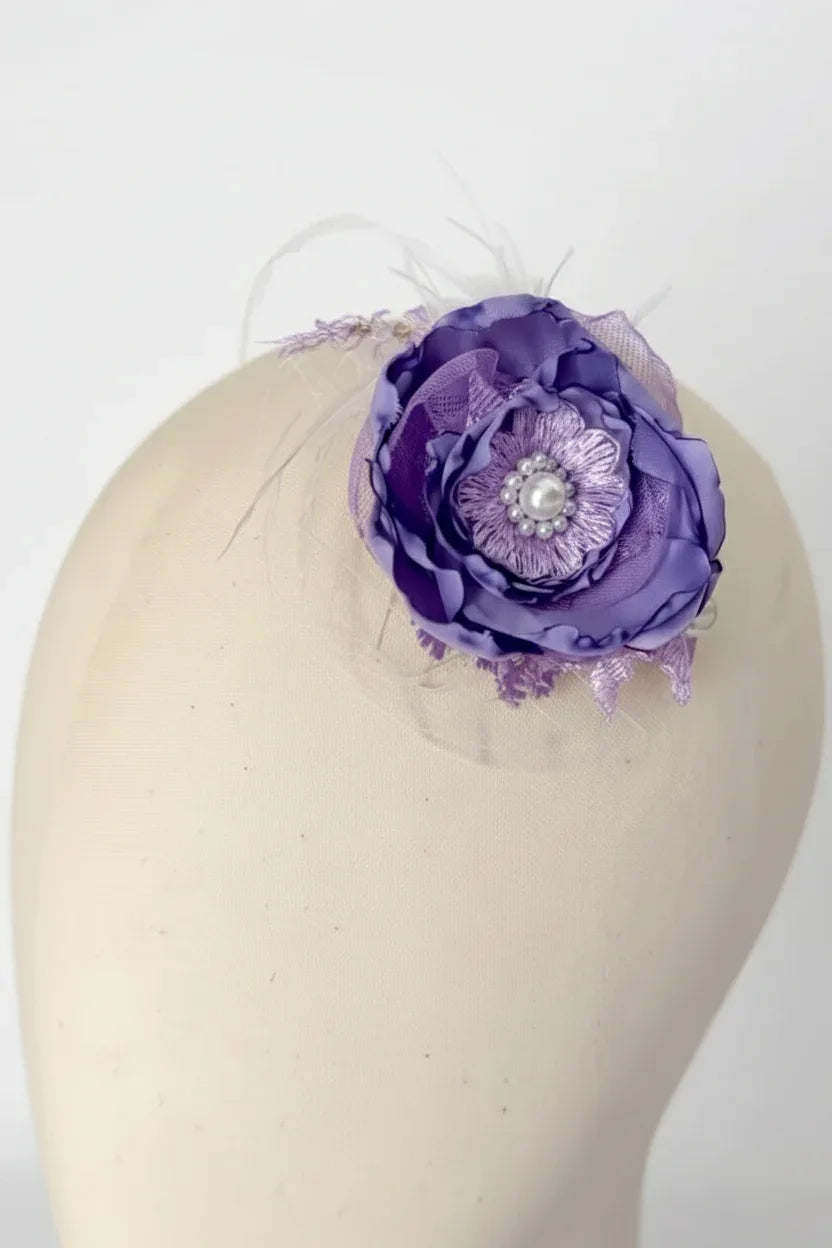Lavender Bloom Fascinator with Pearl Center