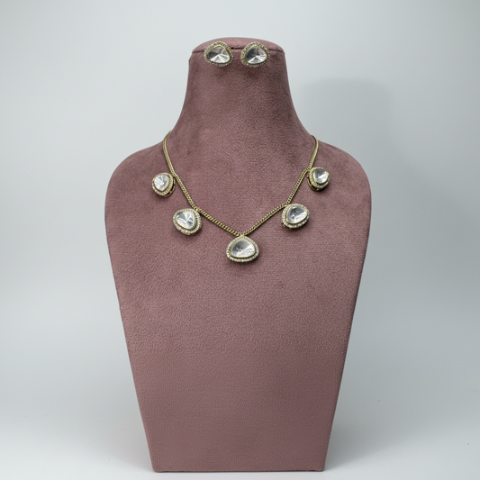 Kundan Necklace Set with Gold Detailing