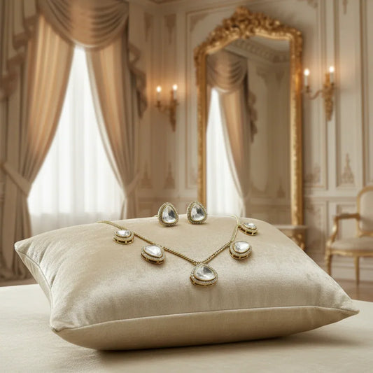 Kundan Necklace Set with Gold Detailing