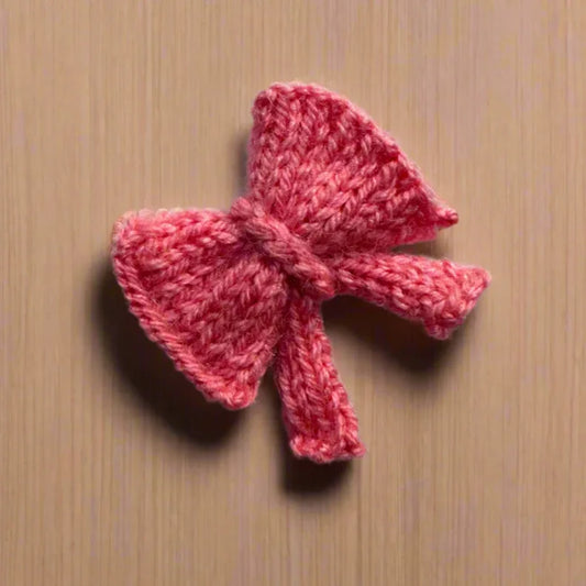 Pink Knitted Bow Hair Clip