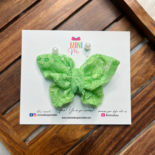 Green Butterfly Bow Hair Clip
