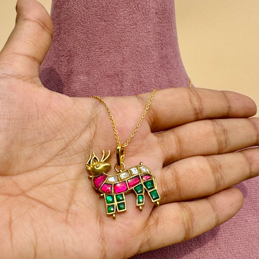 Hiran Meenakari Pendant Necklace & Earring Set