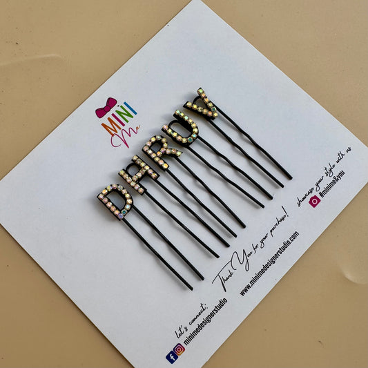 Custom Name Multicolor Crystal Alphabet Pin