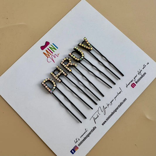 Custom Name Multicolor Crystal Alphabet Pin