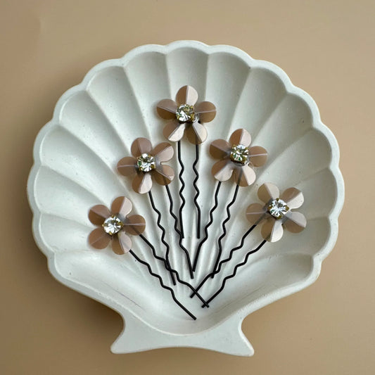 Crystal Bloom Hair Pins - Set of 5