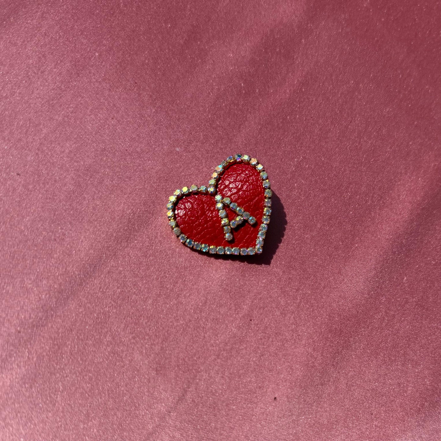 Personalized Red Heart Custom Letter Brooch Pin