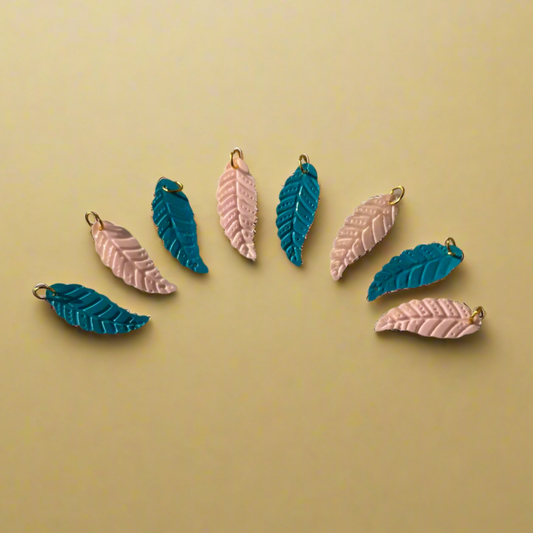 Pastel Leaf Charm Hair Pins – Set of 8
