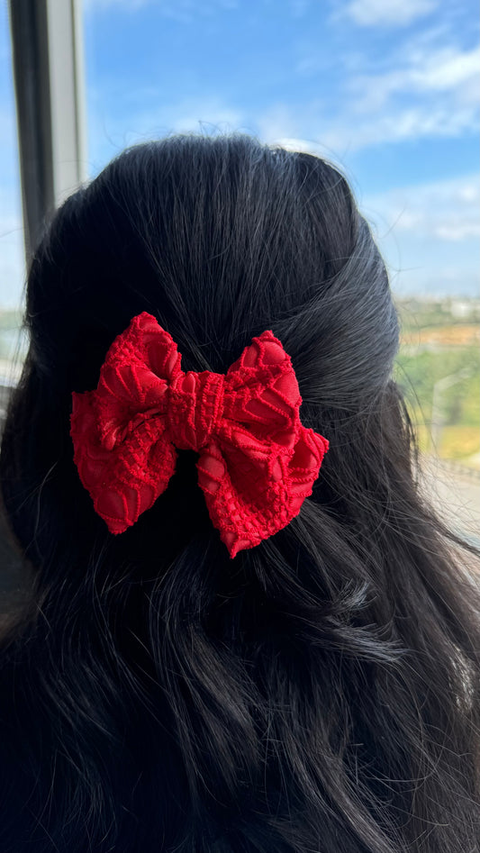 Red Hair Bow Alligator Clip