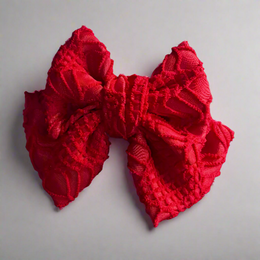 Red Lace Bow Hair Bow