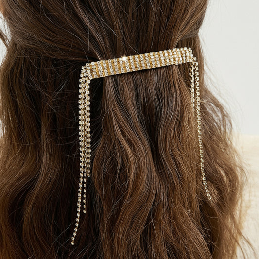 Crystal Rhinestone Tassel Barratte Clip
