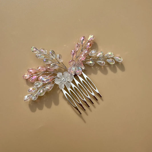 Pastel Aurora Floral Hair Comb — Bridal & Occasion Hair Accessory