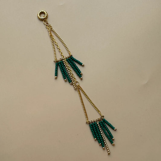 Gold & Green Beaded Tassel
