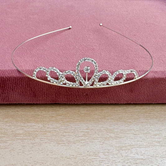 Silver Crystal Petal Tiara Headband
