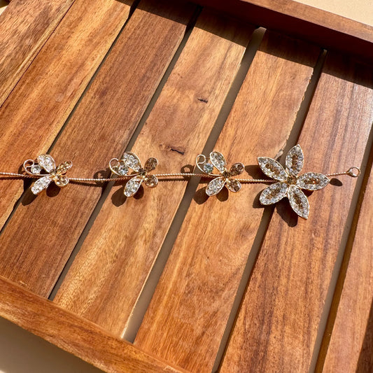 Golden Blossom Butterfly & Flower Hair Vine