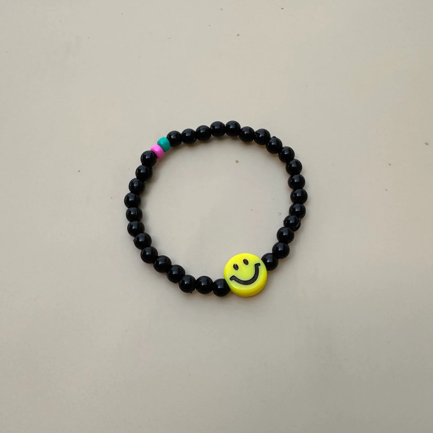 Smiley Charm Beaded Bracelet