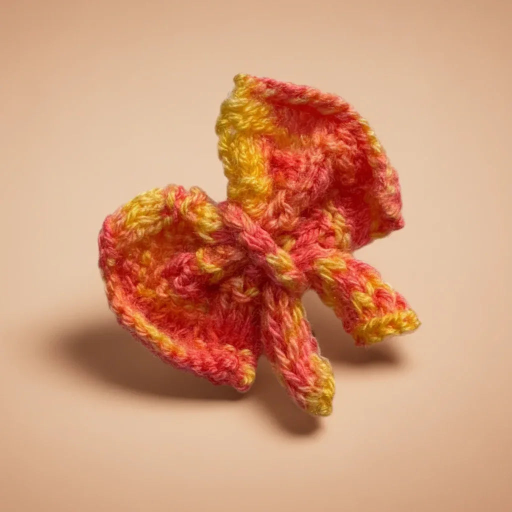 Multicolor Red Yellow Knitted Bow Hair Clip