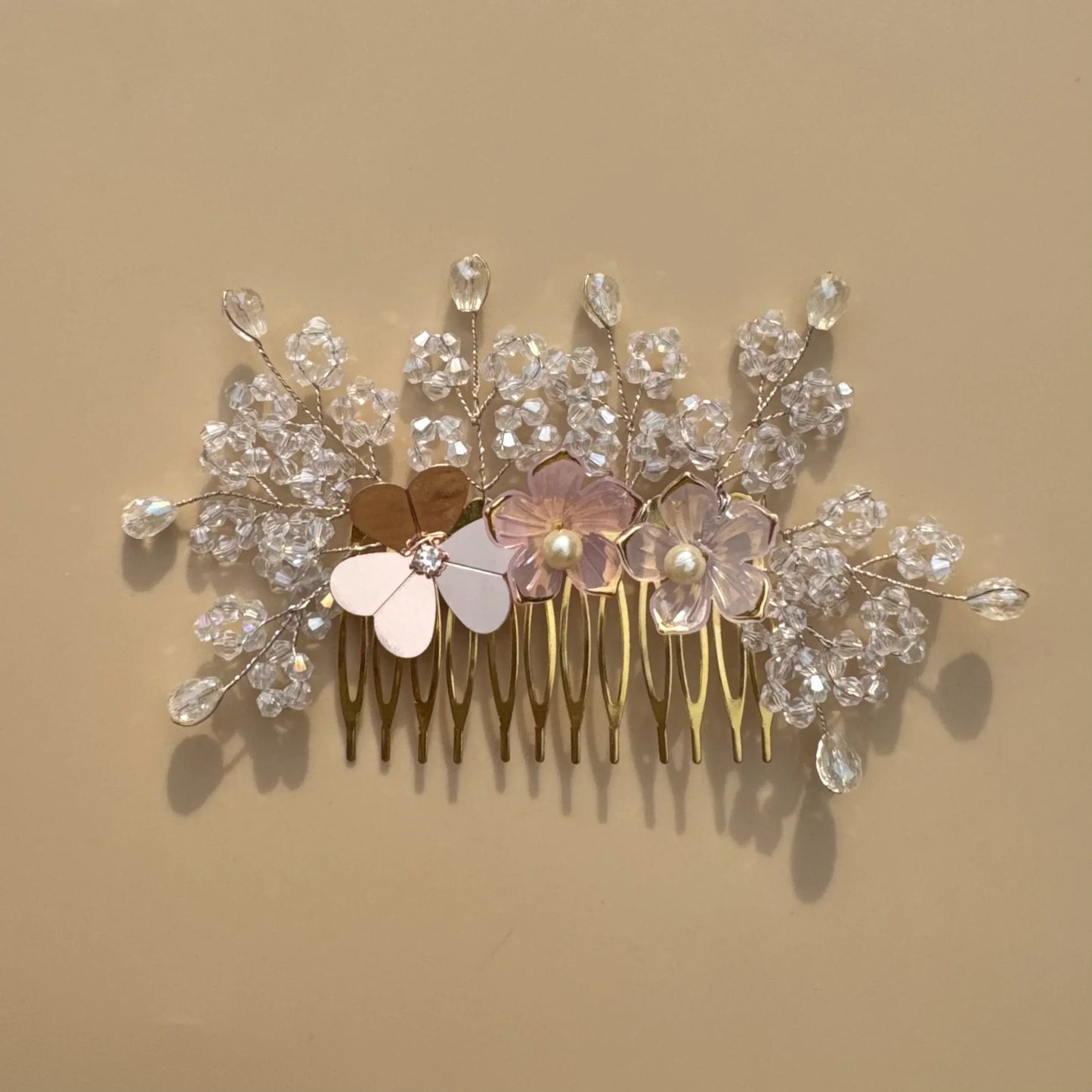 Blossom Garden Hair Comb – Pink & Gold