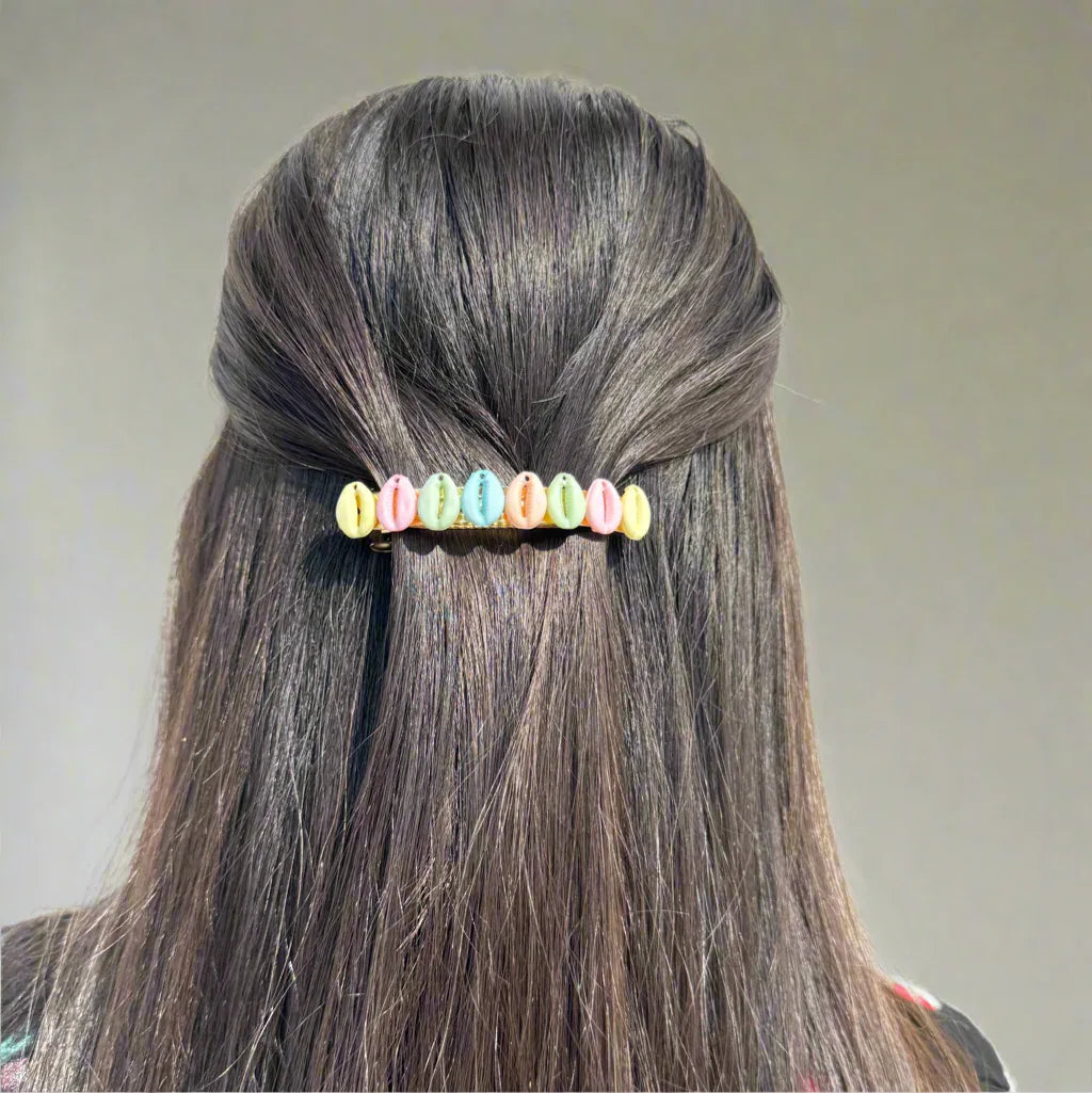 Pastel Cowrie Shell Hair Barrette Clip