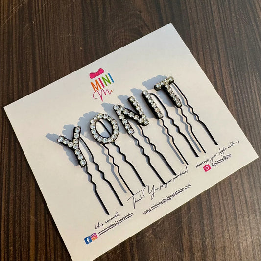 Custom Name Crystal Letter Clips (Silver)