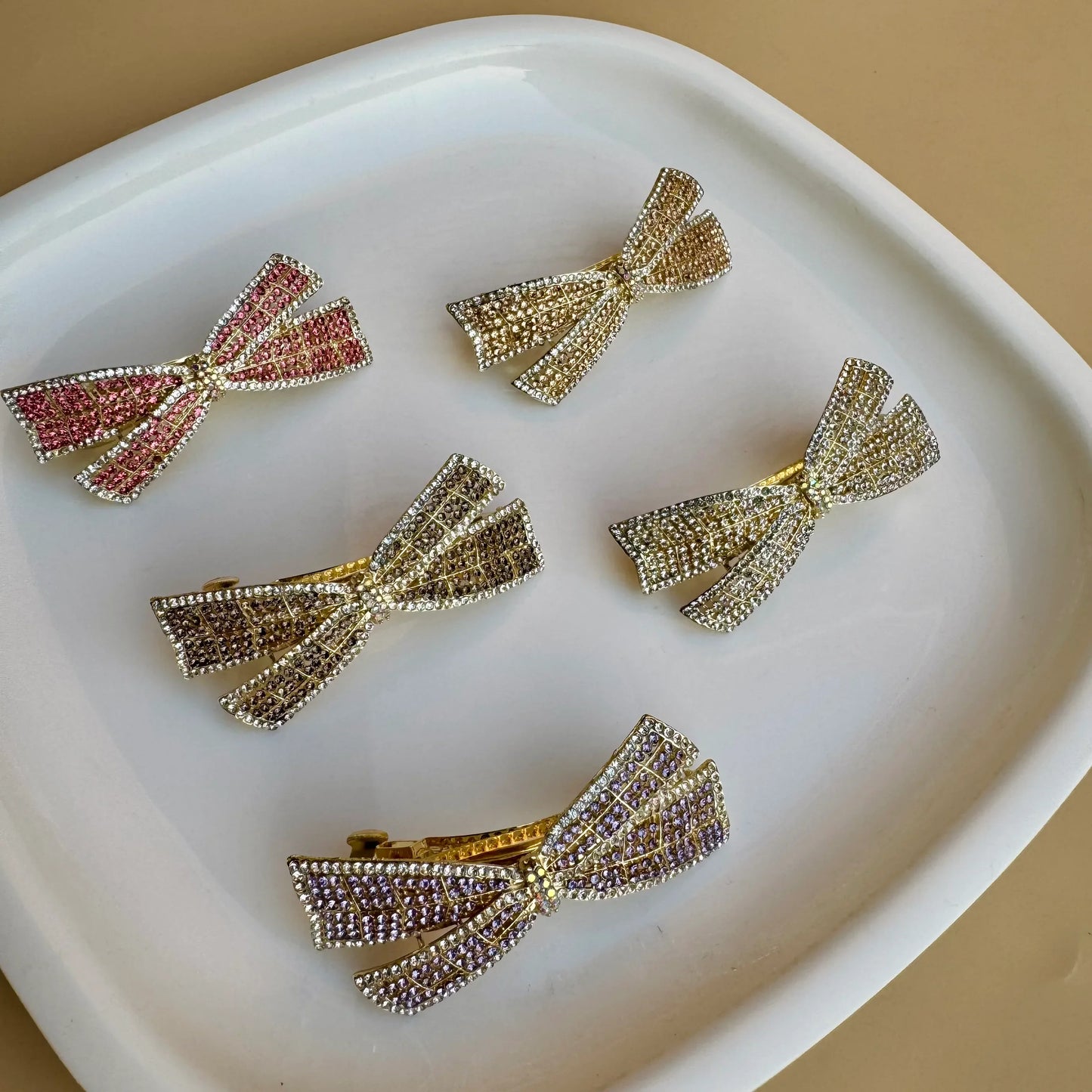 Crystal Elegance Mini Bejewelled Bow Clip (5 Colors)