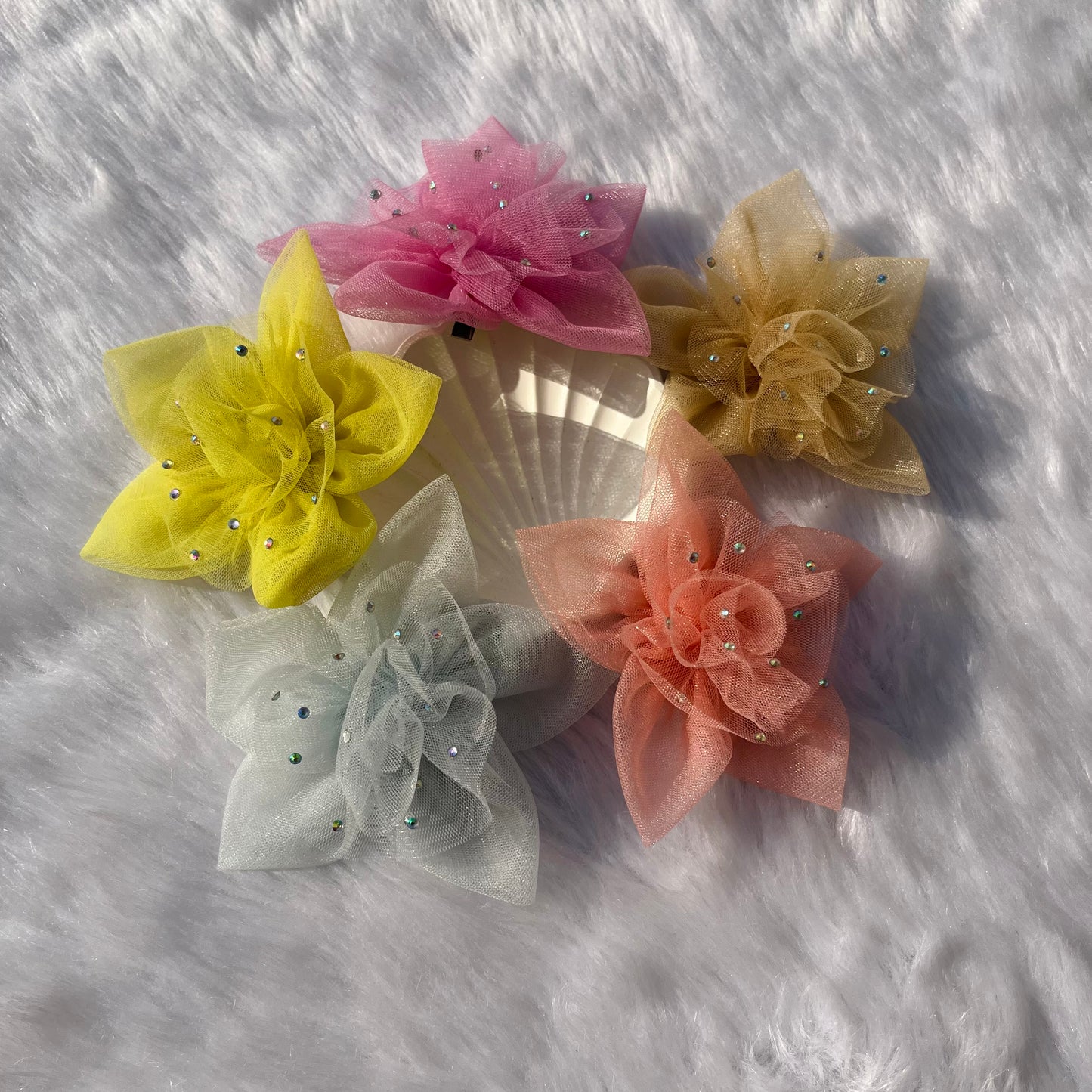 Twilight Petals Flower Hair Clips Set of 5
