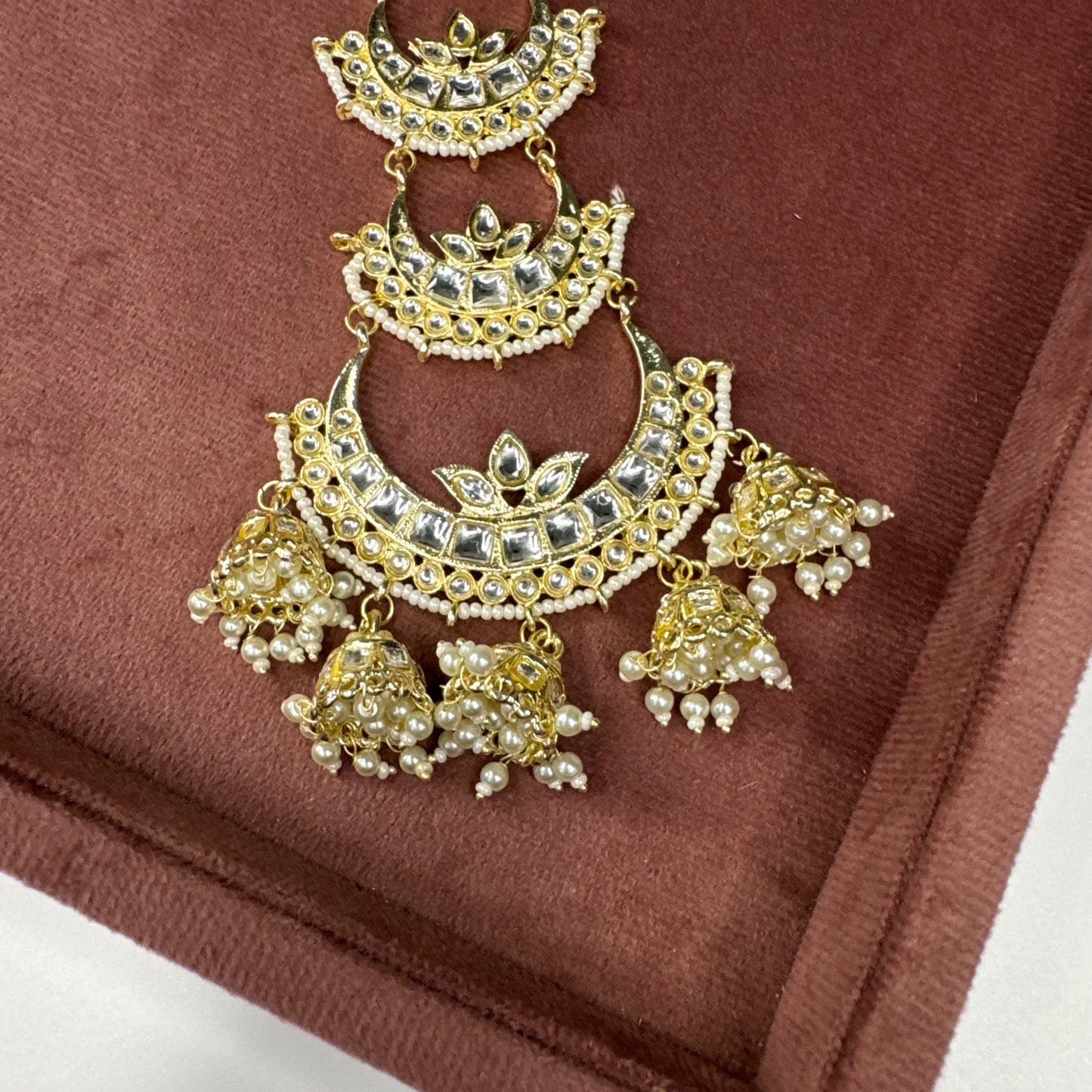 Crescent Moon Kundan Choti Hair Chain – Bridal Braid Accessory
