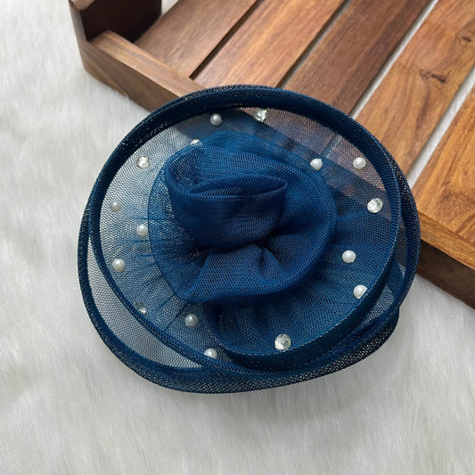 Teal Blue Twisted Fascinator Hat Hair Clip