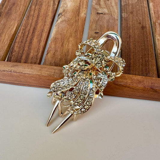 Royal Radiance Bow Claw Clips - Champagne tone