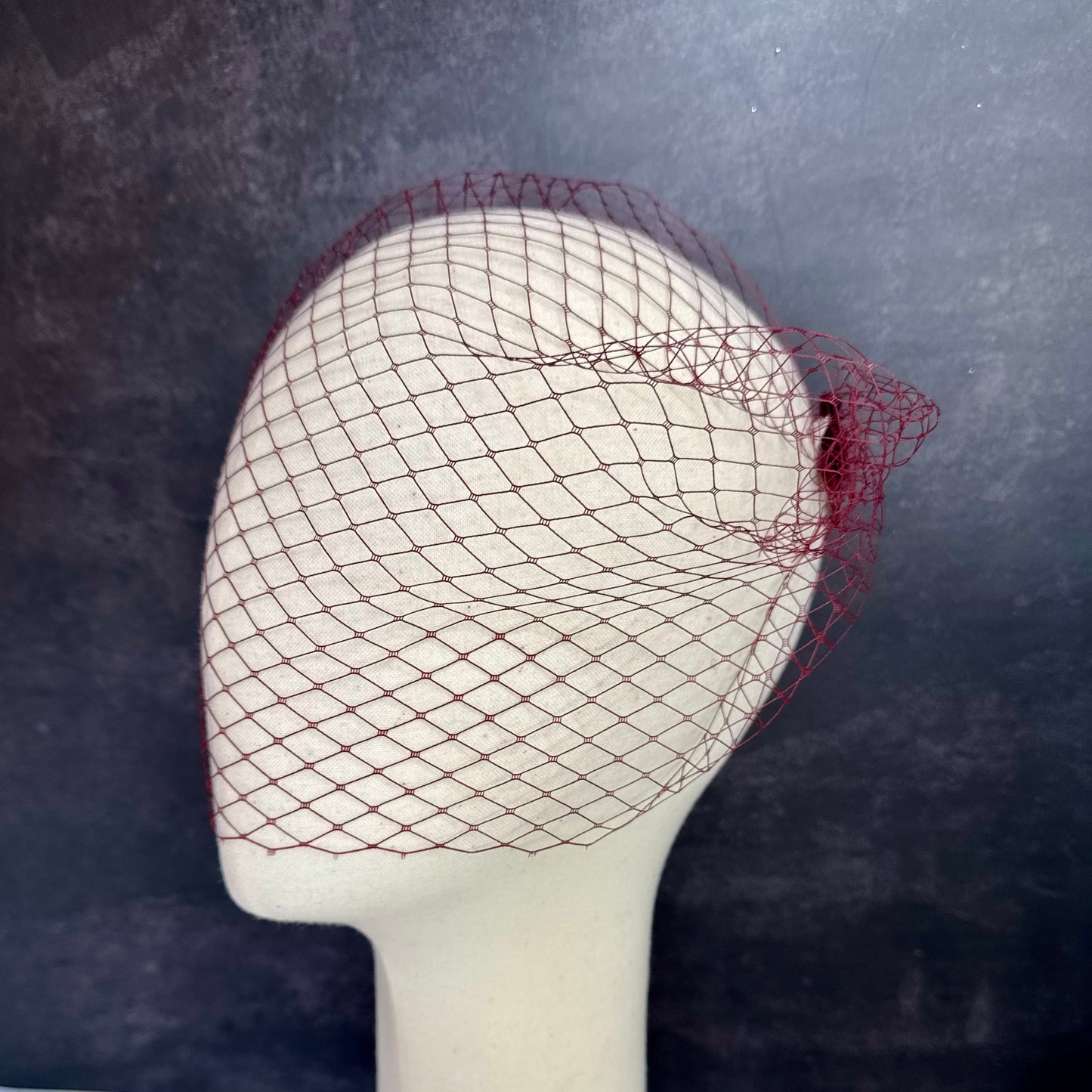 Wine Plum Birdcage Veil – Bold Retro Hair Accessory