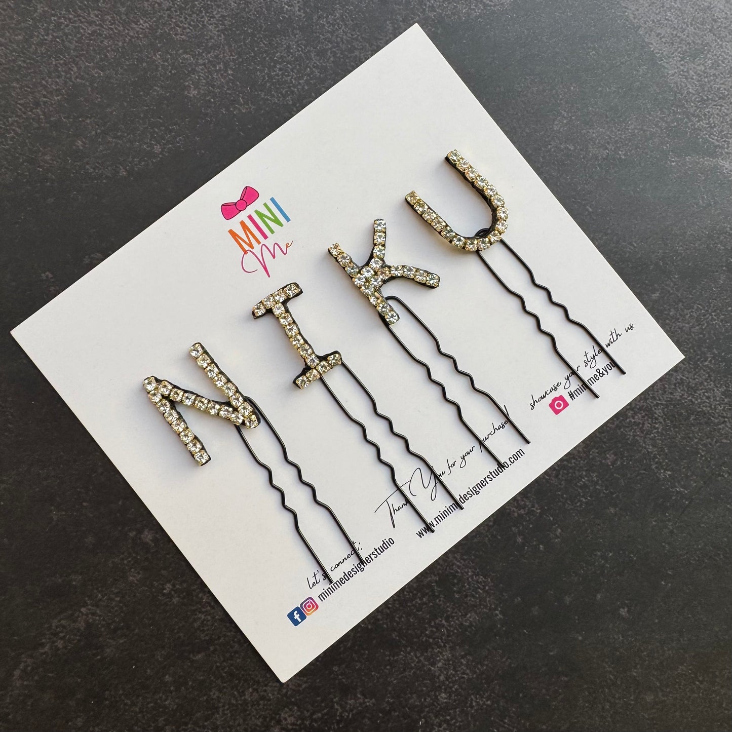 Custom Name Crystal Letter Hair Pins