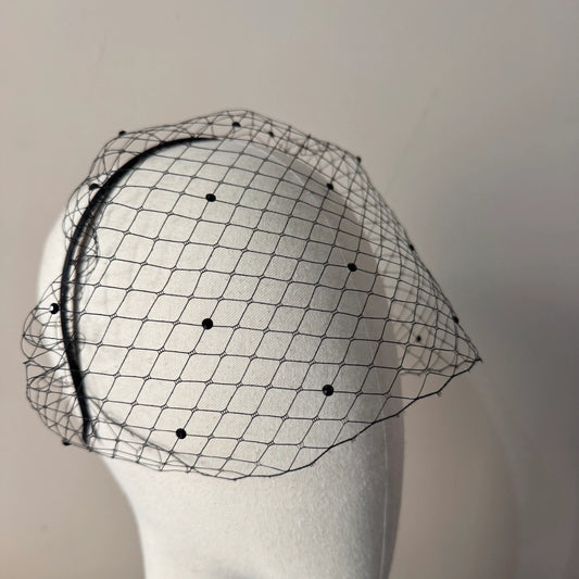 Black Luxe Birdcage Veil Hairband
