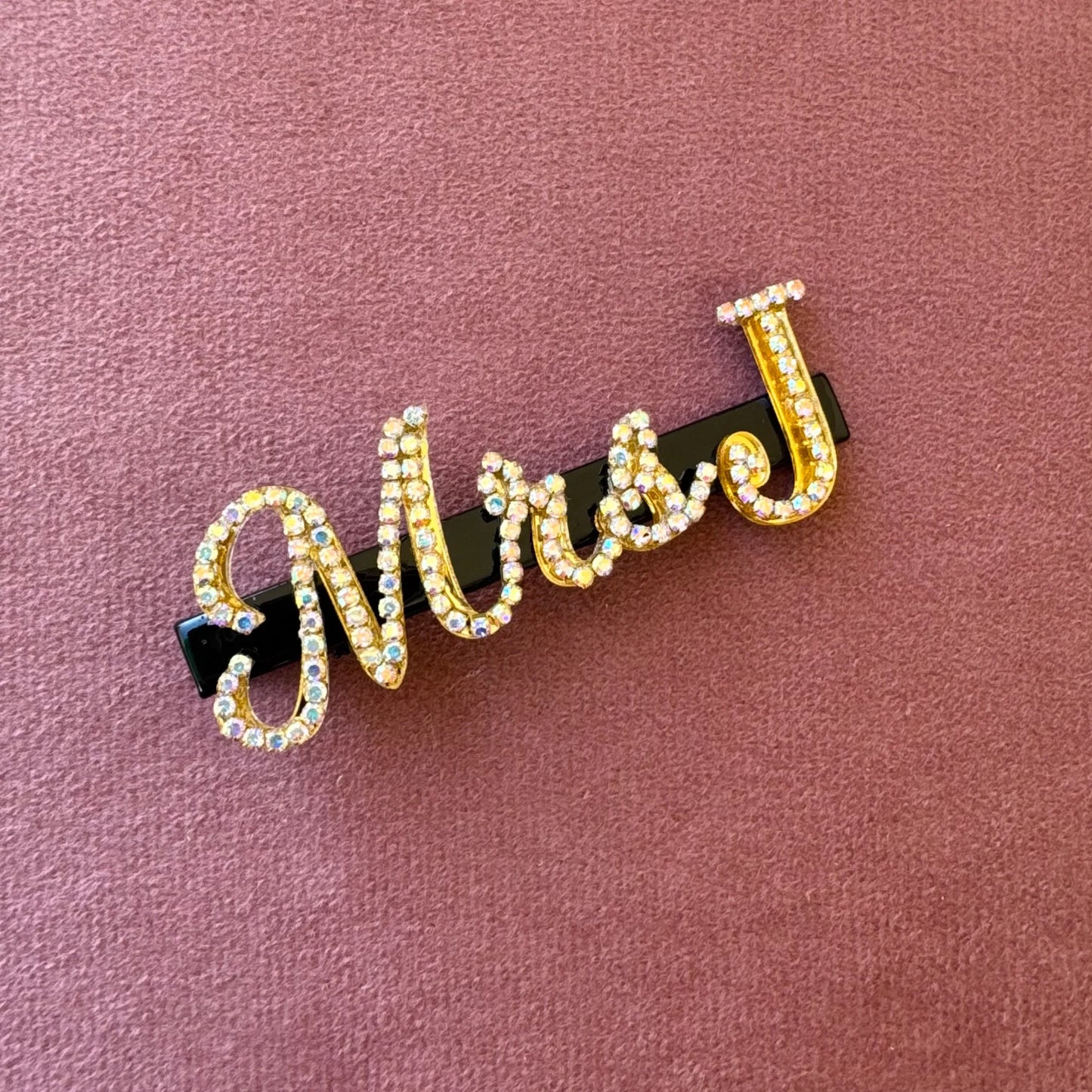 Custom Mrs Hair Clip with Crystal Letter