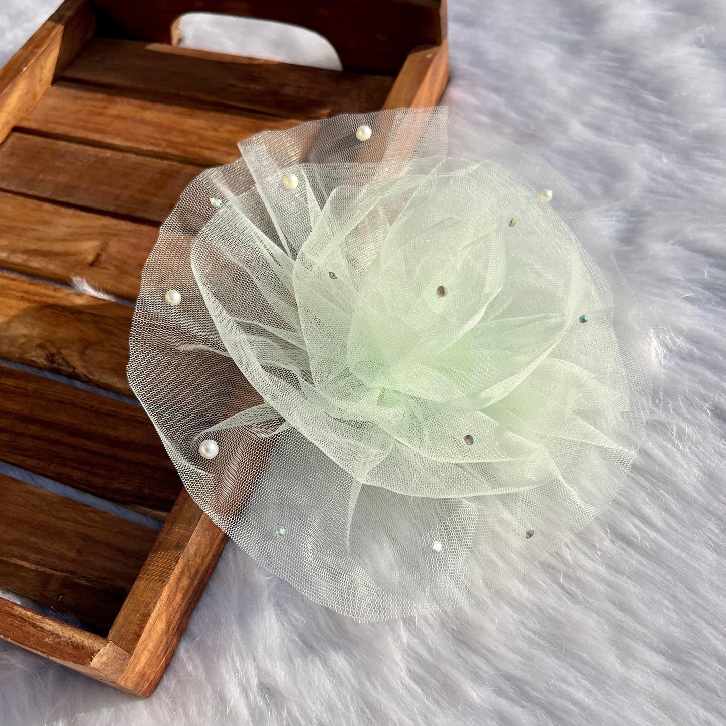 Light Green Ruffled Fascinator Headpiece