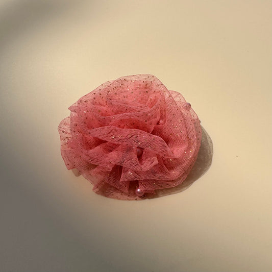 Coral Pink Flower Alligator Hair Clip
