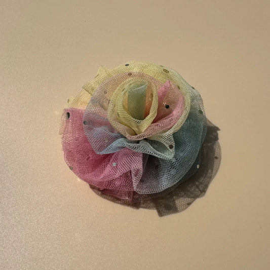 Multicolor Pastel Rainbow Flower Hair Clip
