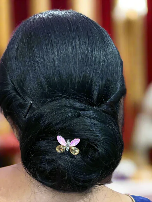 Pink Crystal Butterfly Jewel Hair Pin
